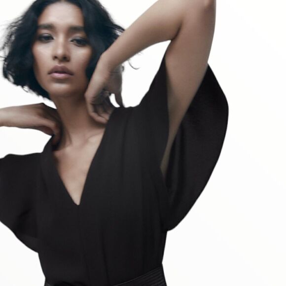 ZARA | Black | BELTED RUFFLED JUMPSUIT - Picture 8 of 12